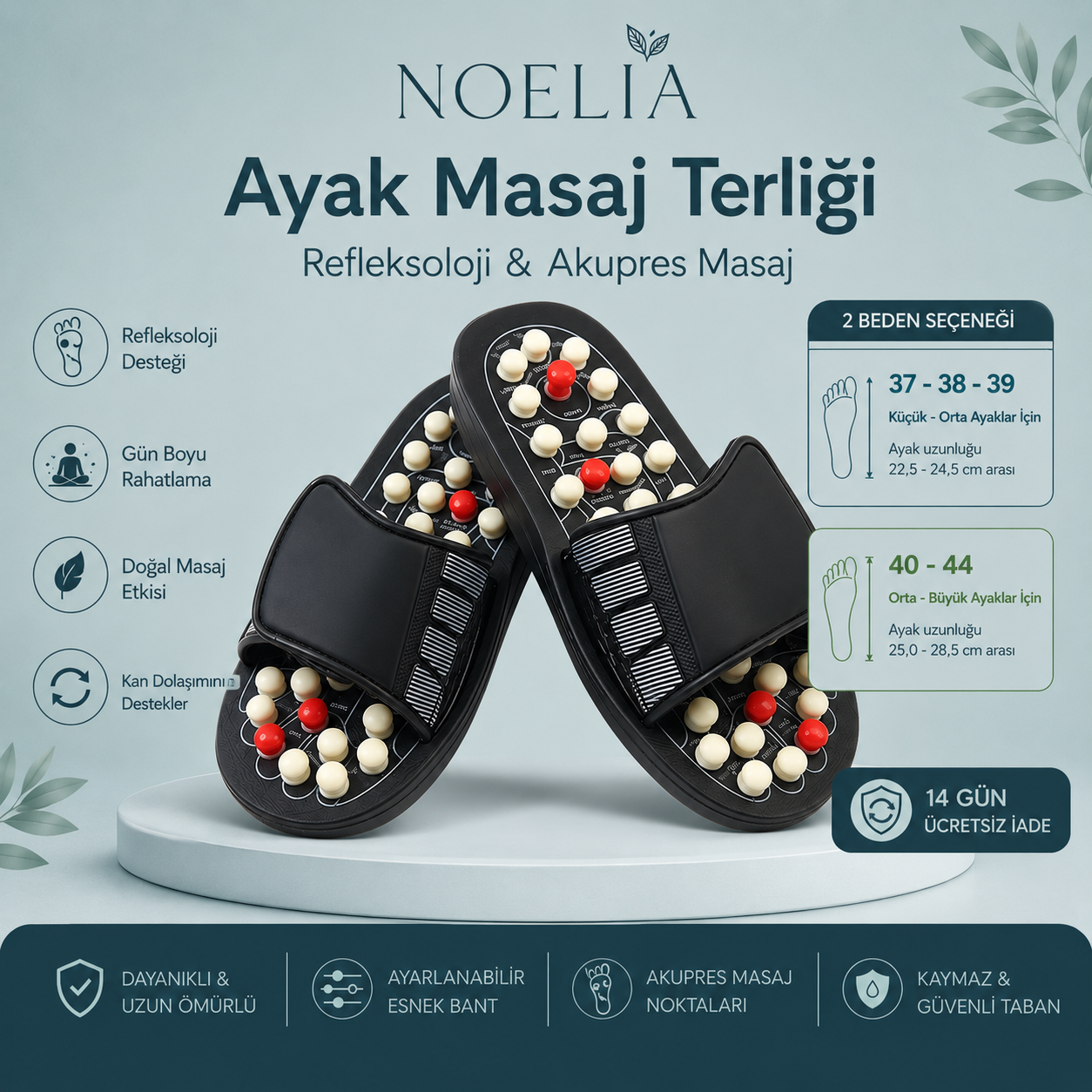 Noelia Ayak Masaj Terliği | Refleksoloji Akupres Basınç Noktalı Terlik