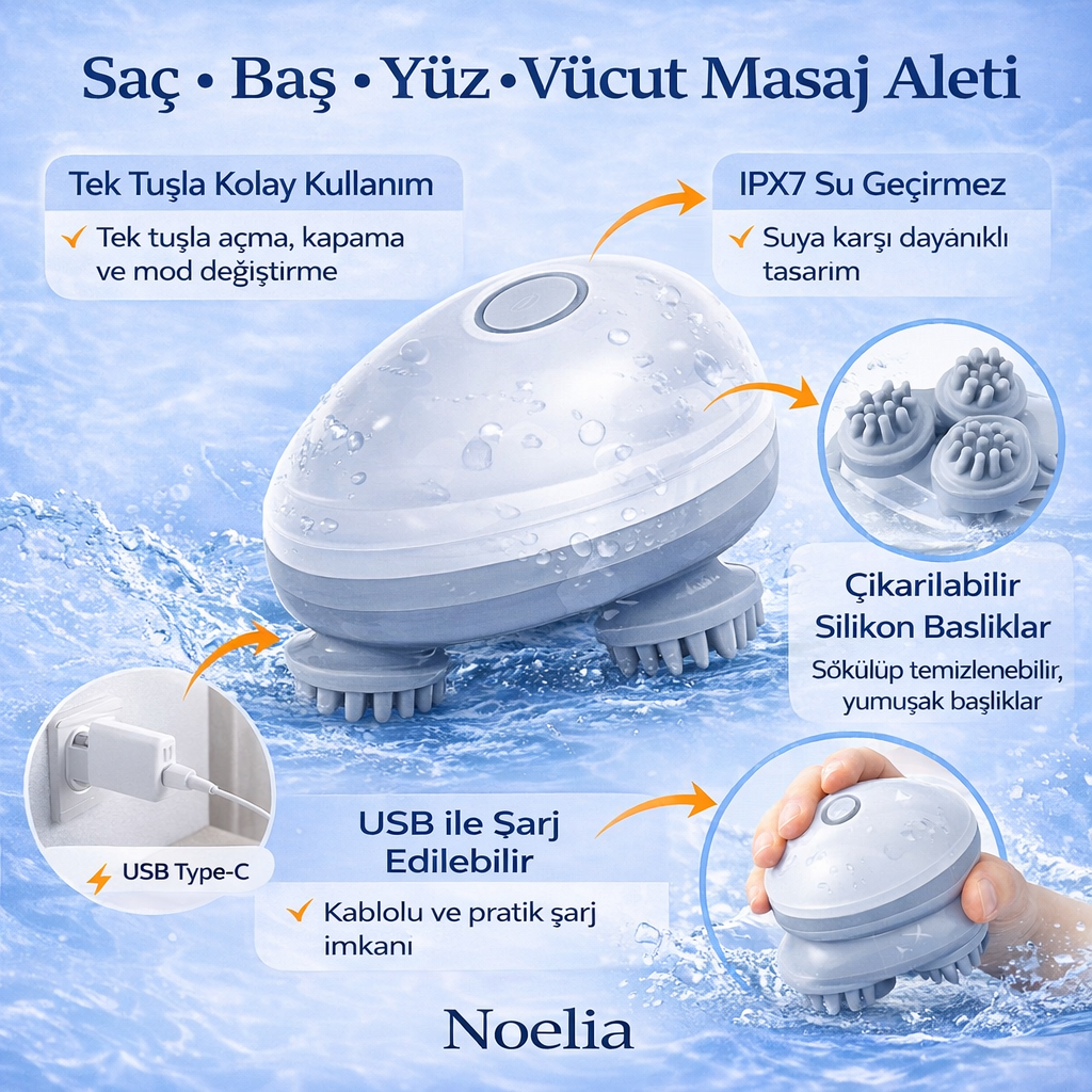 Saç • Baş • Yüz • Vücut Masaj Aleti