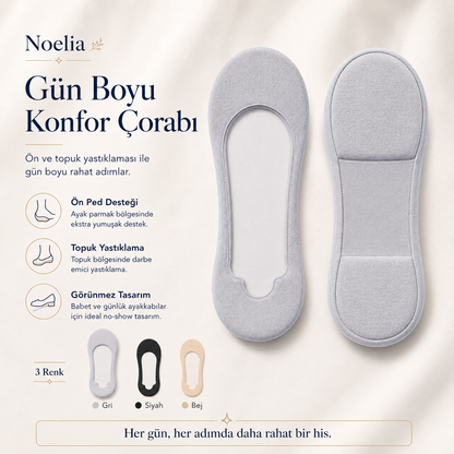 Noelia Gün Boyu Konfor Çorabı | Darbe Emici Yastıklamalı Babet Çorabı