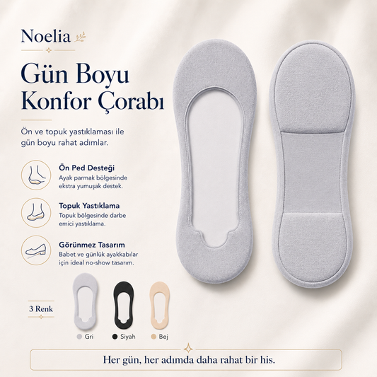Noelia Gün Boyu Konfor Çorabı | Darbe Emici Yastıklamalı Babet Çorabı
